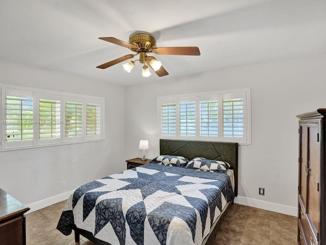 3401 NE 21st Ave, Lighthouse Point, FL 33064 - bedroom featuring tile patterned flooring, a ceiling fan, and baseboards