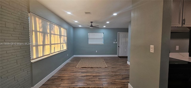 331 N 70th Way, Hollywood, FL 33024 - empty room featuring ceiling fan, dark wood-style flooring, baseboards, and recessed lighting