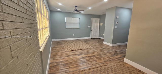 331 N 70th Way, Hollywood, FL 33024 - foyer featuring baseboards, recessed lighting, wood finished floors, and a ceiling fan