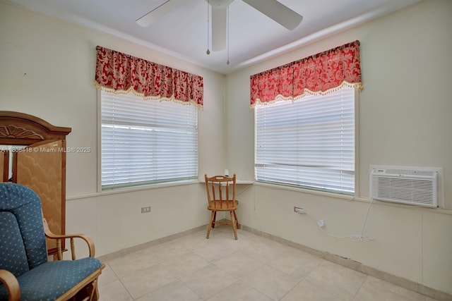 210 Joe Hilton St, Avon Park, FL 33825 - living area with ceiling fan, an AC wall unit, and baseboards