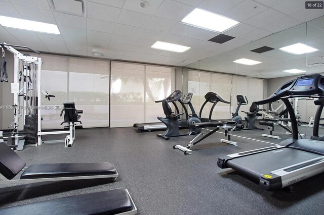 1621 Collins Ave Unit 505, Miami Beach, FL 33139 - workout area with a drop ceiling