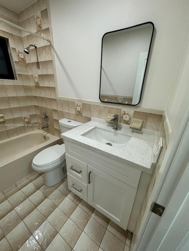 940 SW 78th Pl, Miami, FL 33144 - full bathroom with vanity, toilet, bathing tub / shower combination, and tile walls