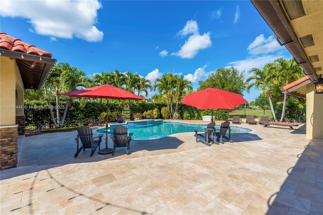 11915 Green Oak Dr, Davie, FL 33330 - view of swimming pool with a patio and a fenced backyard