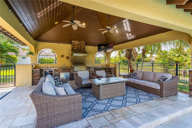 11915 Green Oak Dr, Davie, FL 33330 - view of patio with an outdoor living space and a ceiling fan