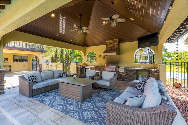11915 Green Oak Dr, Davie, FL 33330 - view of patio / terrace with outdoor lounge area and a ceiling fan