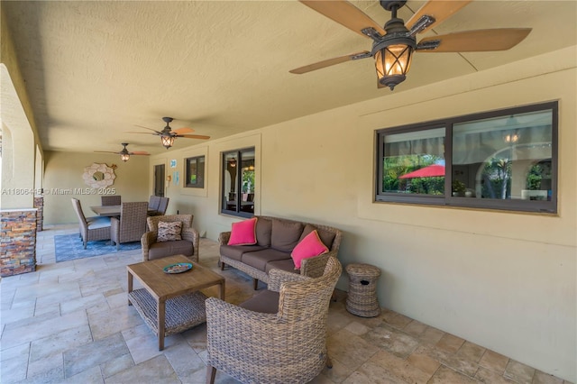 11915 Green Oak Dr, Davie, FL 33330 - view of patio / terrace featuring a ceiling fan, outdoor dining space, and an outdoor living space