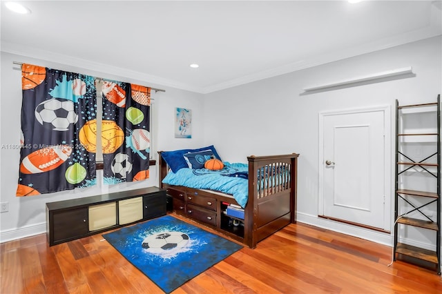 11915 Green Oak Dr, Davie, FL 33330 - bedroom with wood finished floors, ornamental molding, recessed lighting, and baseboards