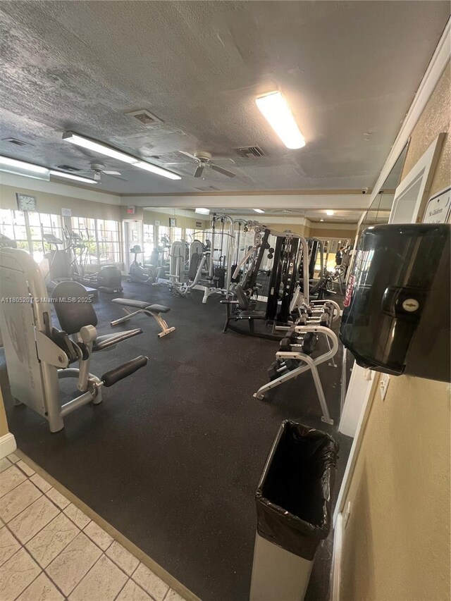 1055 S Hiawassee Rd Unit 2014, Orlando, FL 32835 - gym with ceiling fan and a textured ceiling