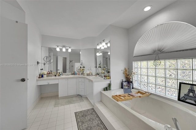 5362 NW 108th Way, Coral Springs, FL 33076 - full bathroom with tile patterned floors, a garden tub, vanity, and recessed lighting