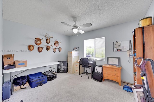5362 NW 108th Way, Coral Springs, FL 33076 - home office featuring carpet, ceiling fan, and a textured ceiling