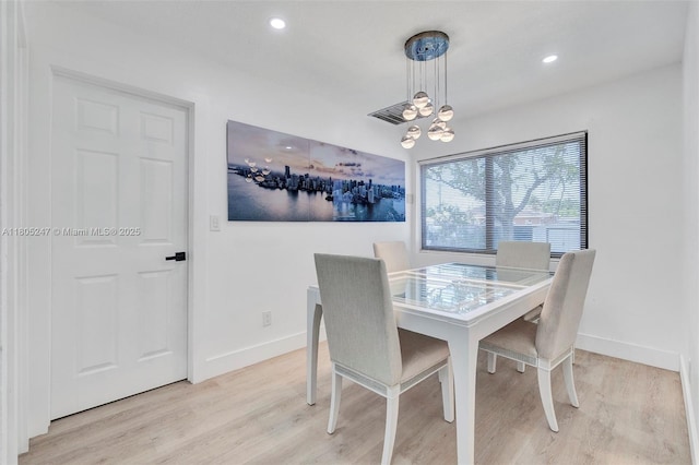 4029 SW 22nd St, West Park, FL 33023 - dining room featuring a chandelier, light wood-style flooring, baseboards, and recessed lighting