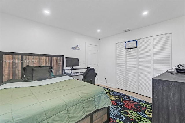 4029 SW 22nd St, West Park, FL 33023 - bedroom featuring recessed lighting, wood finished floors, baseboards, and a closet