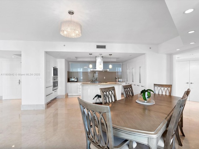200 Sunny Isles Blvd Unit 2-Uph3, Sunny Isles Beach, FL 33160 - dining space featuring recessed lighting, baseboards, and light marble finish flooring