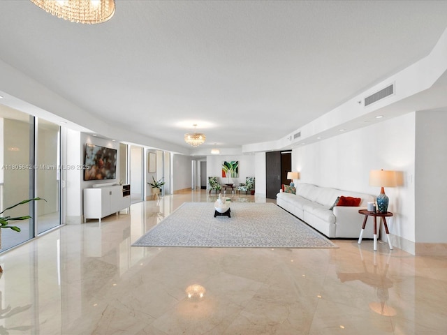 200 Sunny Isles Blvd Unit 2-Uph3, Sunny Isles Beach, FL 33160 - living area featuring a chandelier and light marble finish floors
