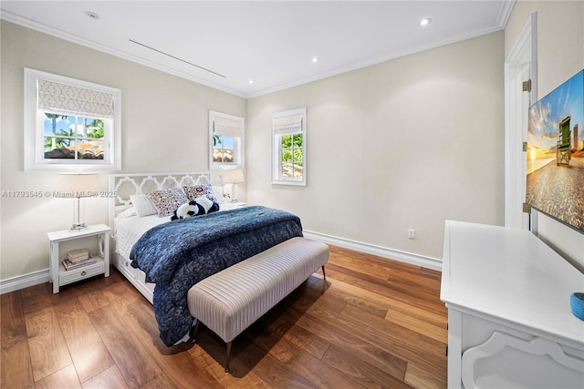 7120 Mira Flores Ave, Coral Gables, FL 33143 - bedroom featuring wood finished floors, baseboards, crown molding, and recessed lighting