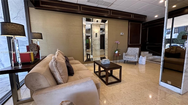 625 Biltmore Way Unit 707, Coral Gables, FL 33134 - living room featuring expansive windows and recessed lighting