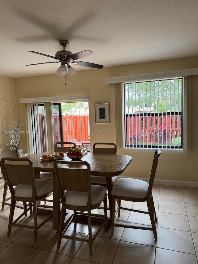 11564 SW 151st Ave, Miami, FL 33196 - dining area featuring a ceiling fan, plenty of natural light, and light tile patterned flooring