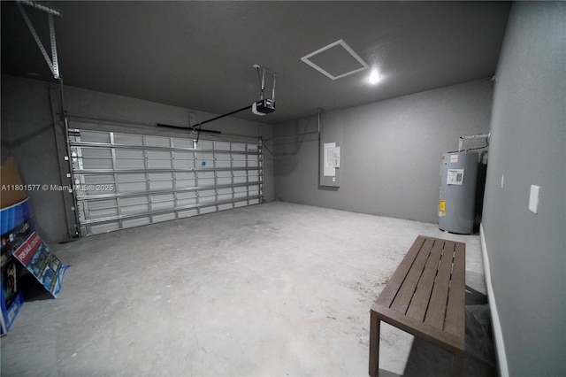 2020 S Montana Cir, La Belle, FL 33935 - garage with electric water heater, a garage door opener, and electric panel
