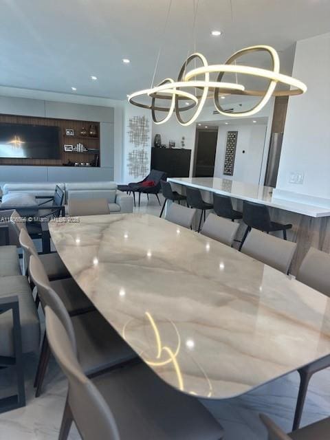 19500 Turnberry Way Unit 12A, Aventura, FL 33180 - dining space featuring recessed lighting and a chandelier