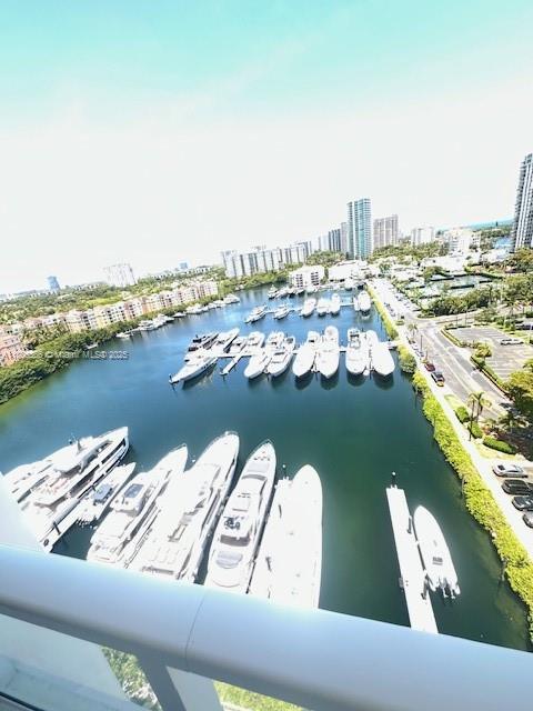 19500 Turnberry Way Unit 12A, Aventura, FL 33180 - water view featuring nearby urban area and a marina