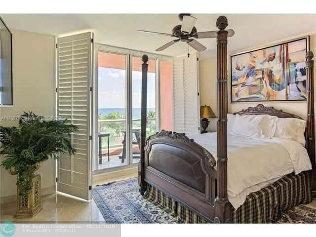 2100 N Ocean Blvd Unit 5B, Fort Lauderdale, FL 33305 - bedroom with access to outside and expansive windows