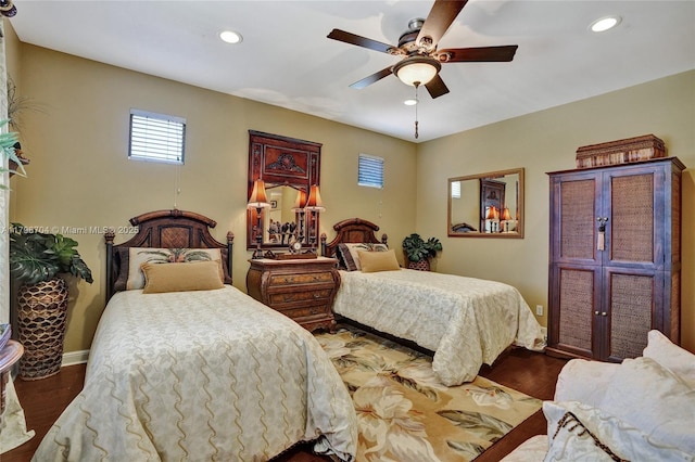 10233 NW 66th Dr, Parkland, FL 33076 - bedroom featuring recessed lighting, wood finished floors, ceiling fan, and baseboards