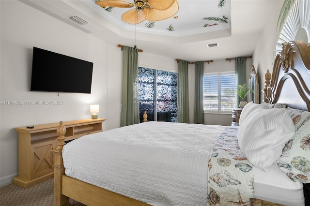 249 SW 37th Ln, Cape Coral, FL 33914 - bedroom with a raised ceiling, crown molding, baseboards, and a ceiling fan