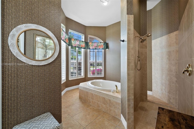 249 SW 37th Ln, Cape Coral, FL 33914 - bathroom featuring tile patterned floors, a garden tub, and a walk in shower
