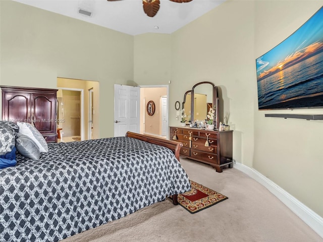 2530 E Aragon Blvd Unit 1, Sunrise, FL 33313 - carpeted bedroom with a high ceiling, baseboards, and ceiling fan
