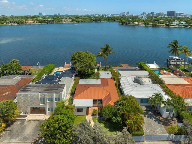 1241 Stillwater Dr, Miami Beach, FL 33141 - drone / aerial view of skyline and a large body of water