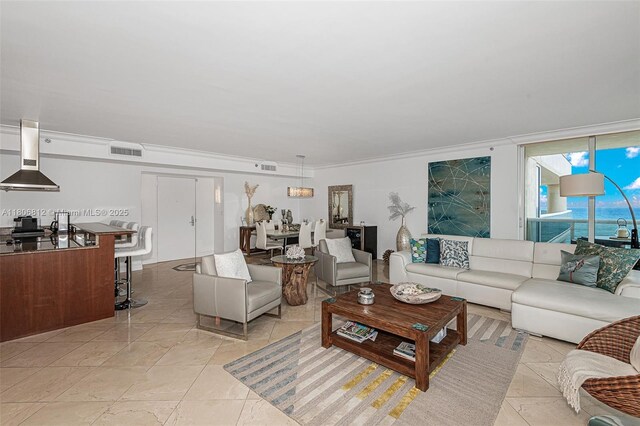 1850 S Ocean Dr Unit 1105, Hallandale Beach, FL 33009 - living area featuring ornamental molding