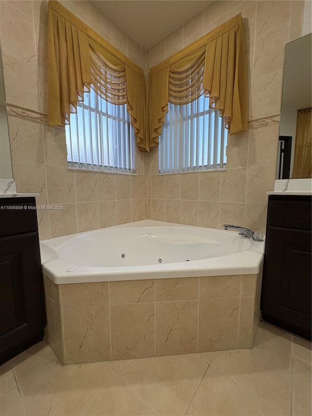 15375 SW 93rd Ln, Miami, FL 33196 - full bath with vanity, a tub with jets, and tile patterned floors