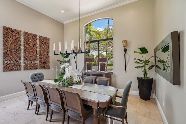 11898 SW 74th Ter, Miami, FL 33183 - dining space with crown molding, baseboards, and recessed lighting