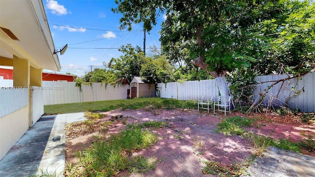 18502 NW 23rd Ct, Miami Gardens, FL 33056 - fenced backyard with a storage unit and a patio