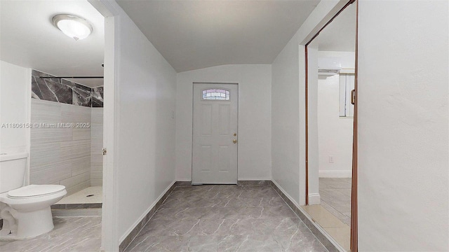 18502 NW 23rd Ct, Miami Gardens, FL 33056 - bathroom with a stall shower and lofted ceiling