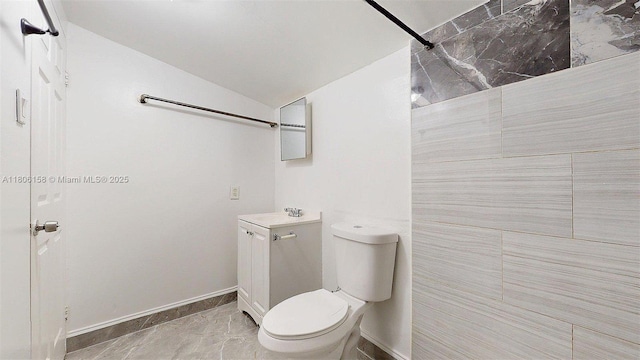 18502 NW 23rd Ct, Miami Gardens, FL 33056 - bathroom with lofted ceiling, vanity, marble finish flooring, and a shower