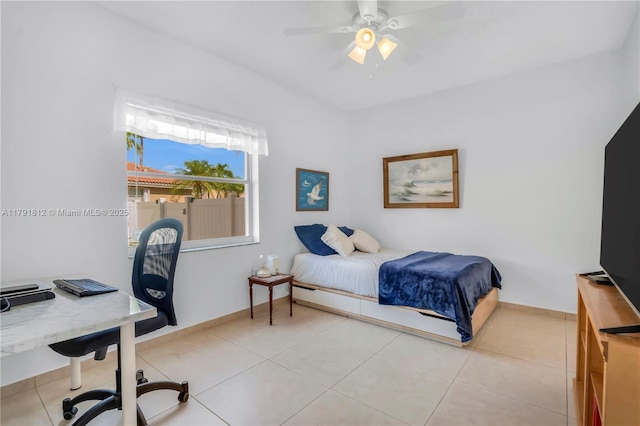 1060 NW 192nd Ave, Pembroke Pines, FL 33029 - bedroom with a desk, a ceiling fan, baseboards, and tile patterned floors