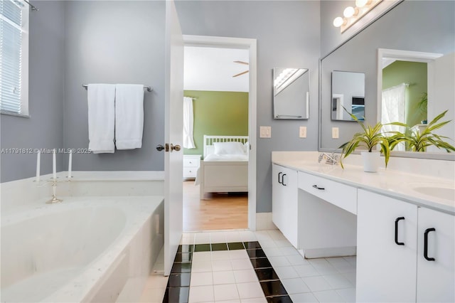 1060 NW 192nd Ave, Pembroke Pines, FL 33029 - full bath with connected bathroom, tile patterned flooring, double vanity, a bath, and healthy amount of natural light