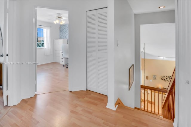 1060 NW 192nd Ave, Pembroke Pines, FL 33029 - hallway with light wood-style flooring, an office area, and an upstairs landing