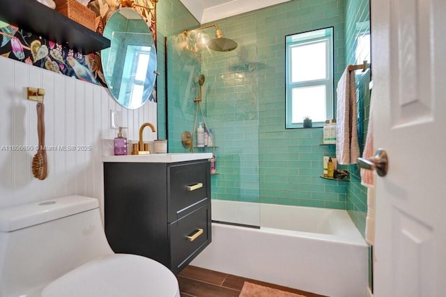 1222 S 14th Ct S, Lake Worth, FL 33460 - full bathroom featuring toilet, wood finished floors, vanity, and shower / bath combination
