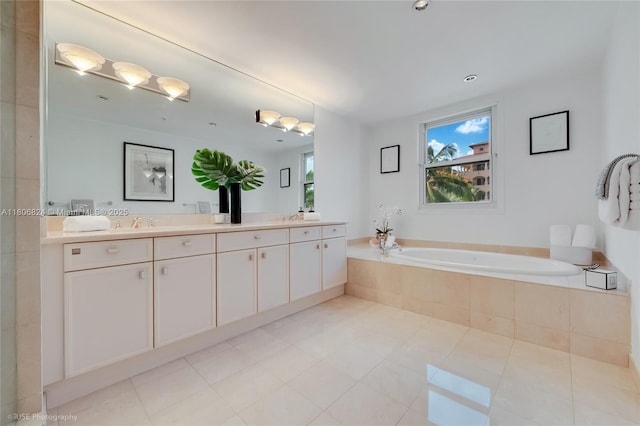 13637 Deering Bay Dr Unit 231, Coral Gables, FL 33158 - bathroom with double vanity, a bath, and tile patterned flooring