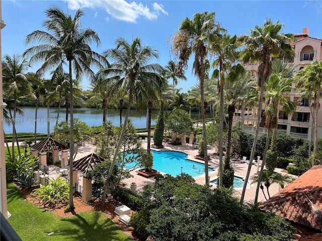13637 Deering Bay Dr Unit 231, Coral Gables, FL 33158 - community pool featuring a water view and a community hot tub