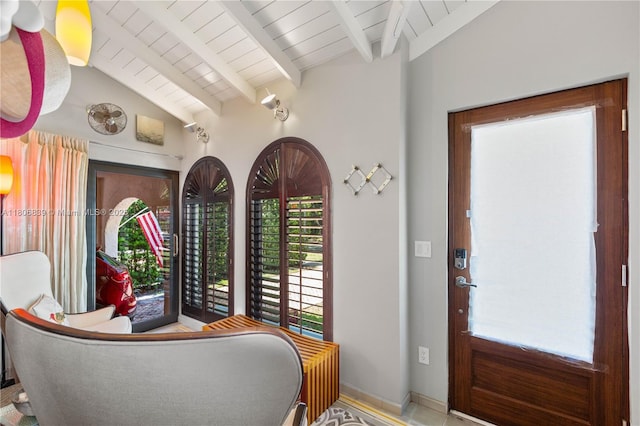 1510 Madrid St, Coral Gables, FL 33134 - foyer entrance featuring wooden ceiling and baseboards