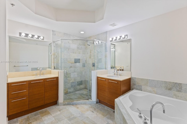 2641 N Flamingo Rd Unit 2408N, Sunrise, FL 33323 - full bath featuring a shower stall, a bath, and two vanities