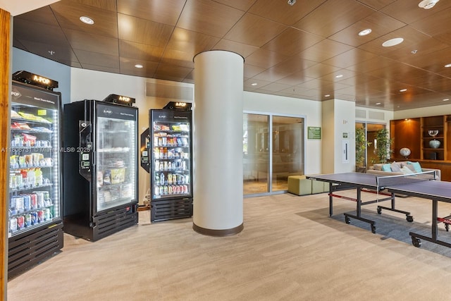 2641 N Flamingo Rd Unit 2408N, Sunrise, FL 33323 - playroom featuring carpet, beverage cooler, and ornate columns