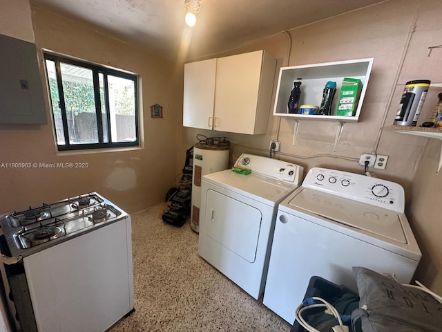 732 Burlington St, Opa-Locka, FL 33054 - laundry area featuring electric water heater, electric panel, and washing machine and clothes dryer