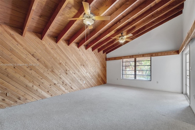9620 E Calusa Club Dr, Miami, FL 33186 - carpeted empty room with ceiling fan, wood walls, and wood ceiling