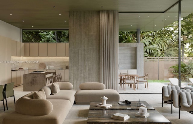 3100 Ohio St Unit A, Miami, FL 33133 - living room with floor to ceiling windows and recessed lighting
