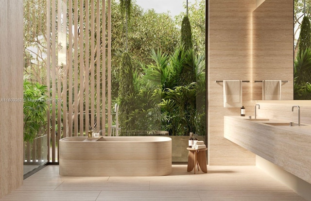 3100 Ohio St Unit A, Miami, FL 33133 - full bath featuring a freestanding tub and a sink