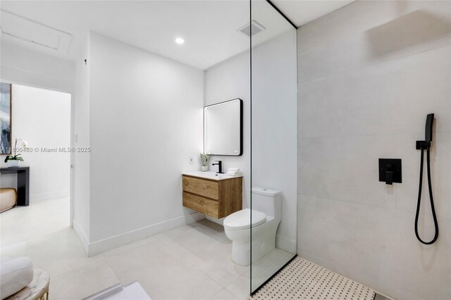 210 NE 107th St, Miami Shores, FL 33161 - full bath featuring vanity, toilet, a shower, and baseboards